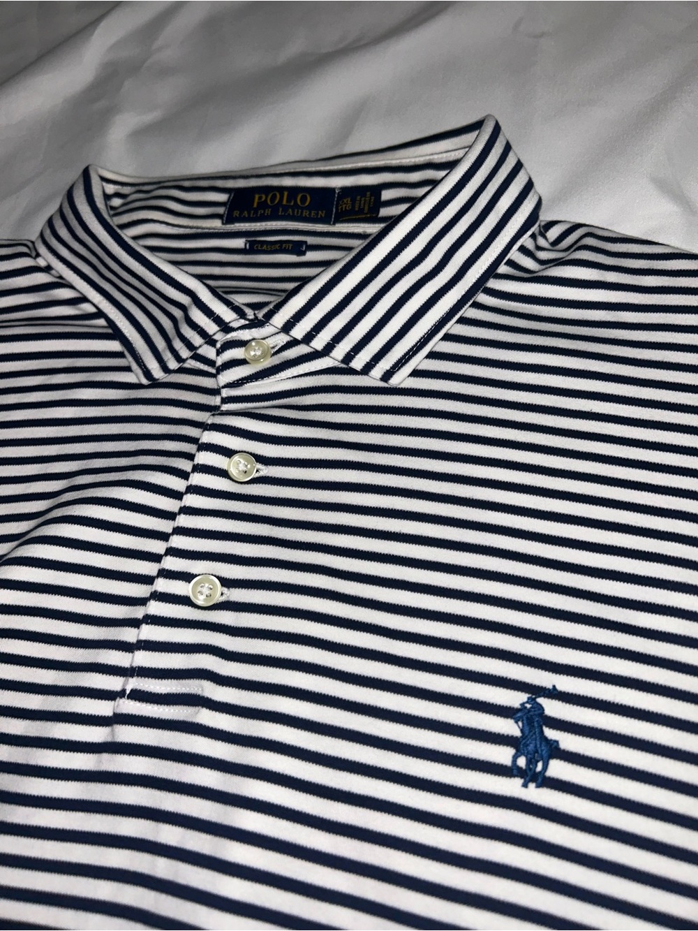 Polo by Ralph Lauren White & Navy Striped Men’s Polo